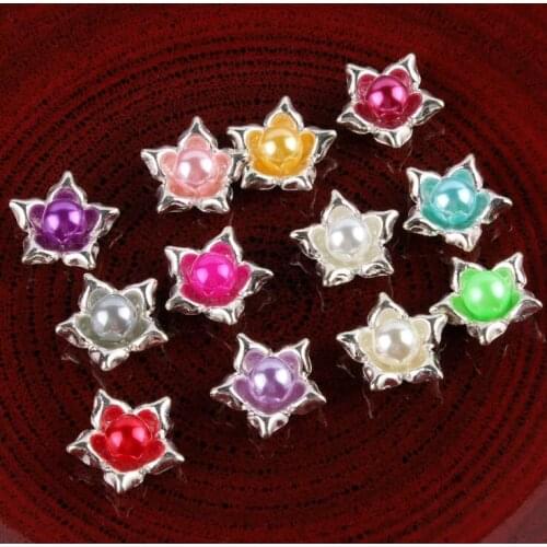 10pcs/set 20mm Flower Alloy Buttons Pearl button wedding decoration Diy Diamond Crystal Bow Accessories