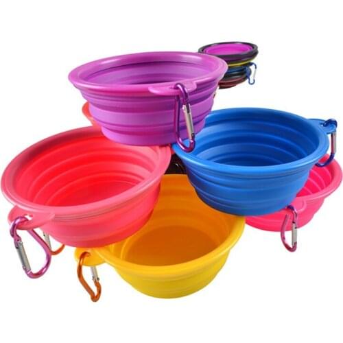 Portable Feeding Bowl Dog Pet Folding Silicone Bowl Outdoor Travel Puppy Food Container Feeder Dish Bowl