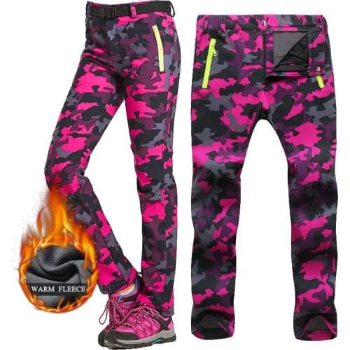 Hiking Pants Men Women Warm Fleece Softshell Pants Outdoor Sports Camping Fishing Skiing Trekking Windproof Waterproof Trousers