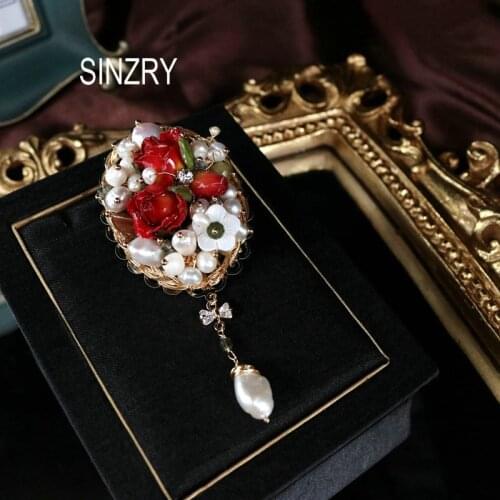 SINZRY Hotsale original natural pearl preserved flower creative brooches pin fashion suit jewelry accessory for female