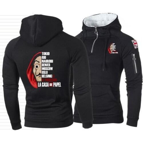 La Casa De Papel Money Heist TV Game Mens Hoodies Male Women Sweatshirt House of Paper British Flag Men Games Hooded Jacket 444