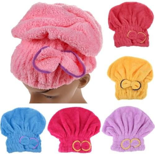 Microfiber Hair Turban Shower Cap Quickly Dry Hair Shower Hat Wrapped Towel Bathing Cap Bathroom Accessories