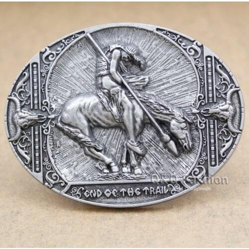 Vintage End of the Trail American Horse Buffalo Skull Rodeo Men Belt Buckle Gift Jewelry Accessories Dropshipping