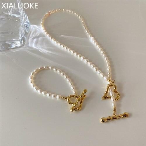 XIALUOKE Vintage Baroque Freshwater Pearl OT Clasp Heart Pendant Necklace For Women Elegant Choker Necklaces Party Jewelry