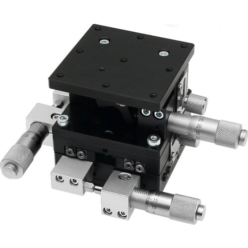 XYZ 3 Axis 80*80mm Trimming Station heavy load Manual Displacement Platform Double Cross Roller Guide Linear Stage Sliding Table