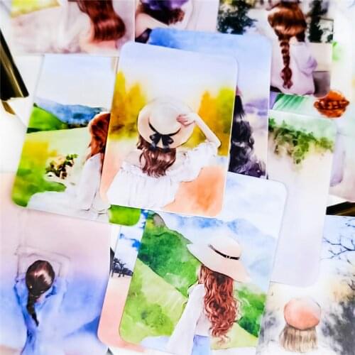 14pcs/lot Japanese Diary Kawaii Cute landscape girl Plant Journal Decor Flake Stickers Scrapbooking Stationery