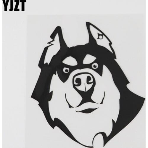 YJZT 10.9CMX12.1CM Lovely Husky Dog Expression Decor Vinyl Car Sticker Black/Silver 8A-0532