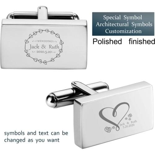 Custom LOGO Cufflinks for Men Fashion Square Cuff Links Engraved Groom&Bride Name Best Jewelry Cuffs for Wedding