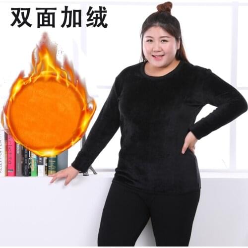 Plus-size womens middle-aged and elderly thick and velvet bottom shirt fat people warm underwear autumn and winter coat 100kg