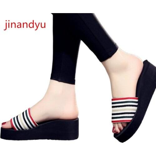 Woman Slippers Beach Wedges Platform Shoes Casuales Fashion 3/5/7cm Heels Summer 2021 Wedge Sandals for Women High Heels Shoes