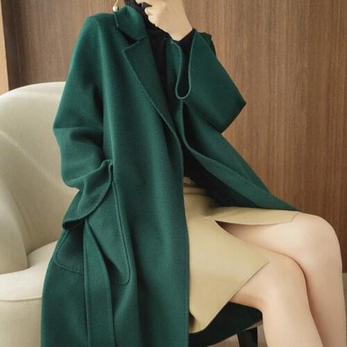 2021high quality coat double-faced cashmere coat woolen coat female wavy cashmere Long coat winter Handmade coat women