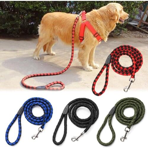 1.2*142cm Dogs Pet Collar Traction Rope Dog Supplies Harness Adjustable Woven Chain Leash Sturdy Solid Collars Leashes