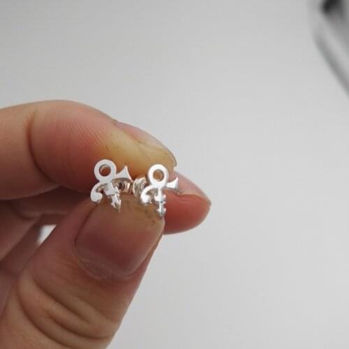 1pcs New Arrival Fashion Cute Tiny Silver Plated Stud Earrings Prince Symbol Earring Jewelry for Women Girls Gift SanLan