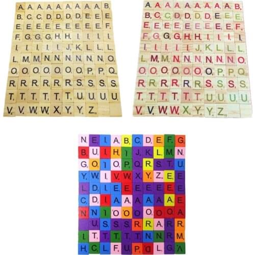 100 Pcs Wooden Scra-bble Tiles, Scra-bble Letters for Crafts, Making Alphabet Coasters and Scra-bble Crossword Game