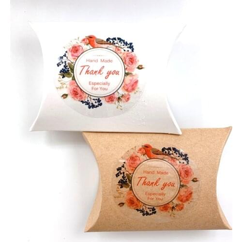 60pcs/pack Beautiful Flower Thank You Cake Packaging Baking DIY Gift Bird Speaking Creative Fashion Lable Stickers
