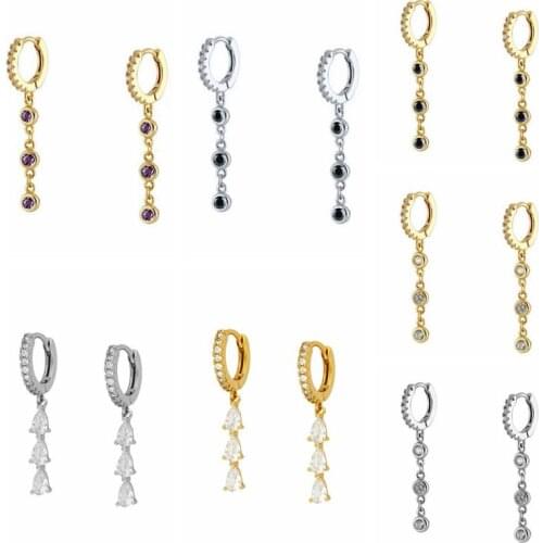 925 Silver Ear Buckle Colorful Crystal Tiny Stud Earring Piercing Ohrringe Pendiente Luxury for Women Fashion Party Jewelry