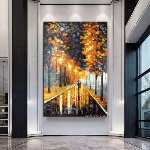 Abstract oil painting on canvas 100% Hand Painted Modern abstract painting Knife Street landscape Picture Home Wall Hotel decor