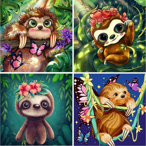 5D DIY Diamond Painting Full Round Cartoon Sloth Rhinestones Pictures Diamond Embroidery Cute Animals Mosaic Sale Home Decor
