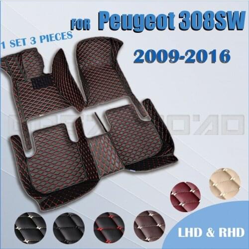 Car floor mats for Peugeot 308SW (Five seats)2009 2010 2011 2012 2013 2014 2015 2016 Custom auto foot Pads