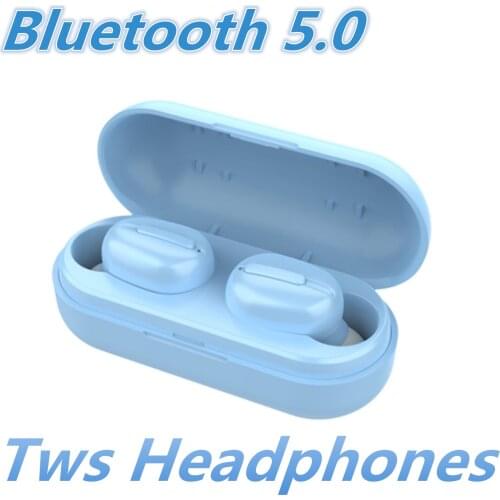 Wireless Headphones Noise Canceling Bluetooth 5.0 Headsets Hifi Super Bass Outdoor In Ear EarBuds Blue Headsets