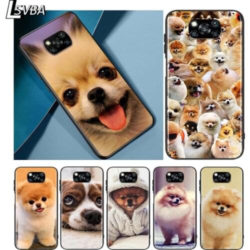 Cute Pomeranian dogs for Xiaomi Poco X3 NFC X2 M3 M2 F2 F3 Pro C3 F1 A2 Lite Mix3 Play Silicone Soft Black Phone Case