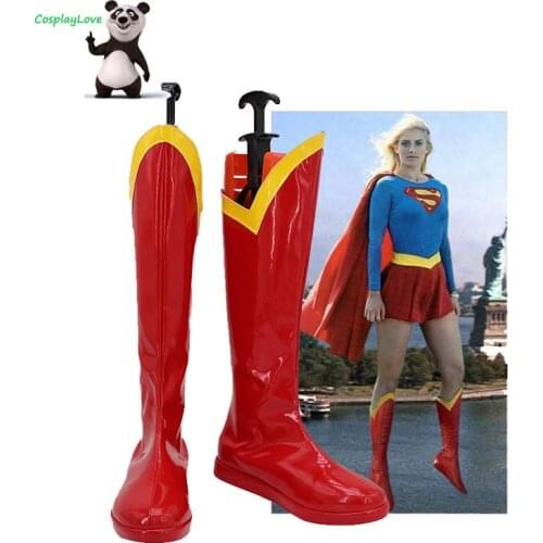 CosplayLove Supergirl Red Cosplay Shoes Long Boots PU Leather Custom Made For Girls Women