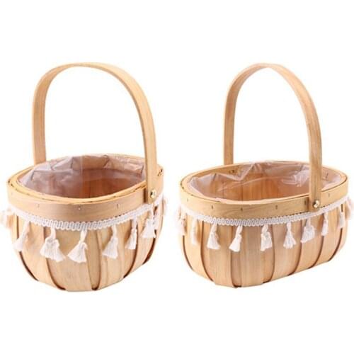 Decorative Flower Baskets Portable Wood Woven Flower Baskets Flower Girl Baskets Flower Baskets Woven Storage Baskets