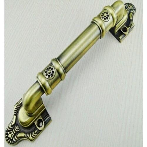 245mm Wooden Door Pull ,Antique brass big gate Door Handle Bronze Zinc Alloy Home Hotel Office unfold install wooden door handle