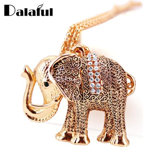 Lucky Carved Pattern Elephant Auspicious Long Necklaces & Charm Party Gift Exquisite Pendants For WomenX607 New