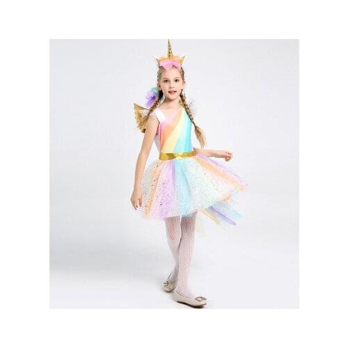 Girls Unicorn Costume Cosplay Kids Unicorn Halloween Costume Birthday Dress For Child Carnival Party Tutu Princess Skirt Outfit