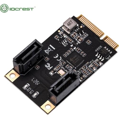 IOCREST 2 Port SATA III Full Height Mini PCIE 3.0 Gen3 High Speed Controller Card Green IO-MPE40150