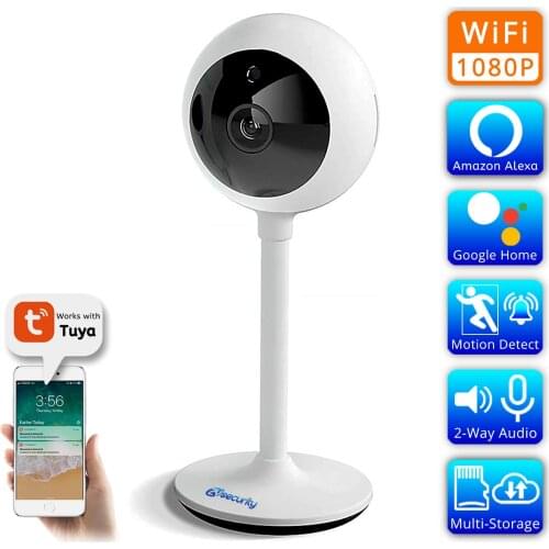 Tuya Smart WiFi Home Security IP Camera Works with Alexa and Google Assistant 1080P Night Vision 2-Way Audio Surveillance Camera