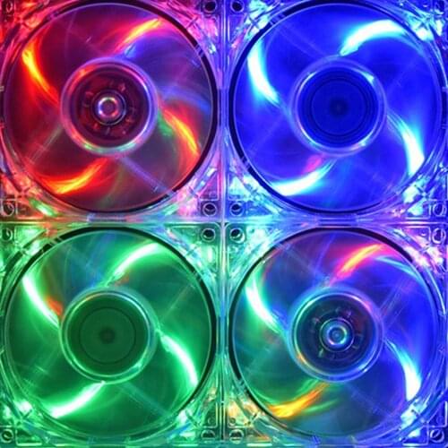 120mm 80mm Cooling Fan PC Computer Fan Quad 4 LED Light PC Computer Case Cooling Fan Mod Molex Connector Easy Installed Fan 12V