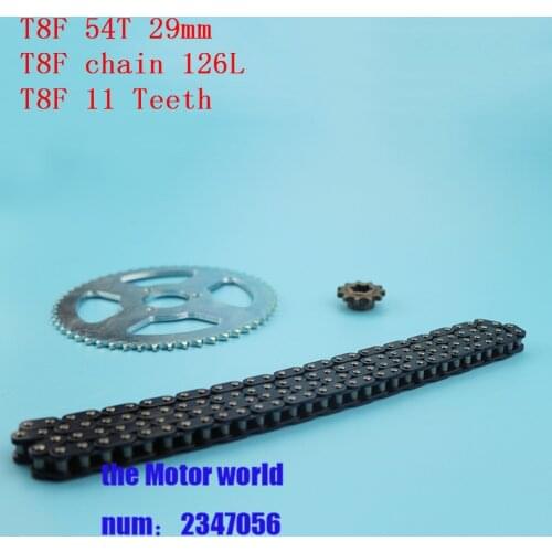 ATV 29mm 54Tooth 25H 2 Stroke+ 126 links+11 tooth pinion Sprocket For 47cc 49cc Chinese Pocket Bike Quad 4 Wheeler Mini moto