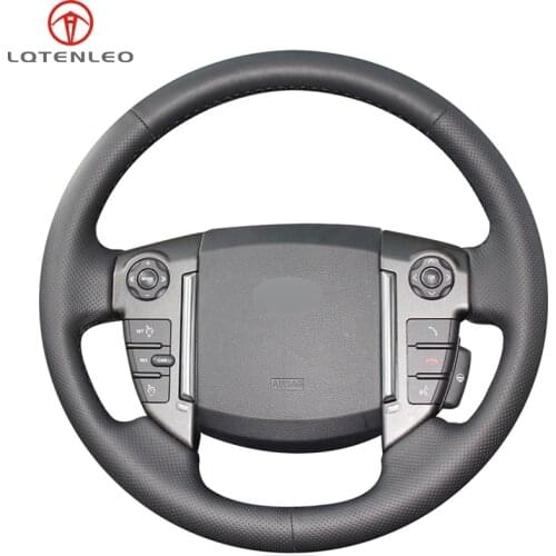 LQTENLEO Black PU Artificial Leather Hand Sew Car Steering Wheel Cover For Land Rover Freelander 2 2013-2015