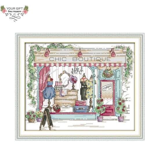Joy Sunday Clothing Store Home Decor C178 14CT 11CT Counted Stamped Chic Boutique Needlework DIY Cross Stitch Printed Embroidery