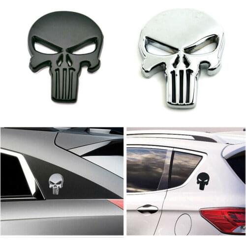2pcs Metal Punisher Emblem Sticker Skeleton Skull Decal 3D Motorcycle Badge For Jeep Wrangler Rubicon Compass Cheroke Alfa Romeo