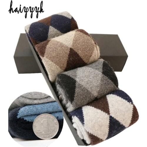 Winter Super-Thick Wool Socks Men Compression Warm Mens Socks Diamond Terry Socks 4 pairs / lot Free Shippin