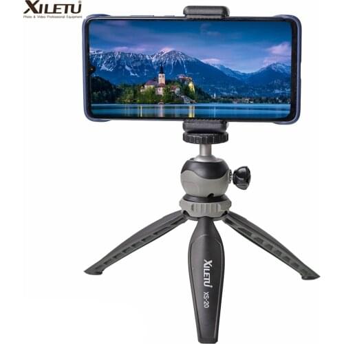 XILETU XS-20 Mini Desktop little Phone Stand Tabletop Tripod for Vlog Mirrorless Camera Smart phone with Detachable Ball head