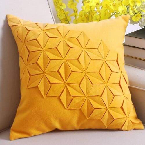 45*45cm/50x30cm Creative Yellow Flowers Waist Pillow Cover Stereo Pleats Decorative Ruffles Cushion Pillowcase Sofa
