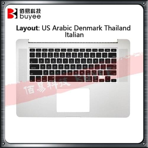 Original A1398 Palmrest Topcase For Macbook Pro Retina 15.4'' Topcase US Arabic Denmark Thailand Italian Keyboard Backlight 2015