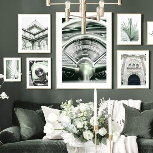 Old Car Cab Church Arch Peacock Banana Leaf Nordic Posters And Prints Art Canvas Painting Wall Pictures For Living Room Decor