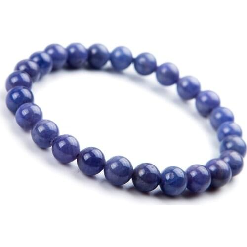Drop Shipping 7.5mm Precious Blue Natural Stone Bracelets For Women Lady Stretch Crystal Round Bead Bracelet