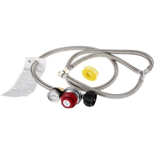 Adjustable 0-30 PSI Regulator With Stainless Braided 2 Y-Splitter Hose For Heaters/Grills Fire Pit High Pressure Regulator Valve