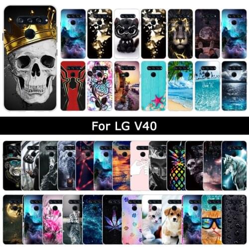 Luxury Case For LG V40 ThinQ Flowers Animal Fashion Patterned Cover For LGV40 ThinQ Soft TPU Silicone Phone Cases Shells Fundas
