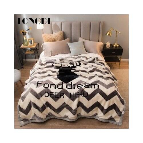 TONGDI Woolen Children Cartoon Raschel Blanket Throw Soft Thickened Heavy Warm Fleece Luxury For Cover Sofa Bed Bedspread Winter