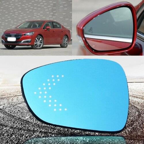 Blue mirror For Peugeot 508 Rearview Mirror Glare Proof Blue Glasses Mirror LED Lamp Heated turn single lamp
