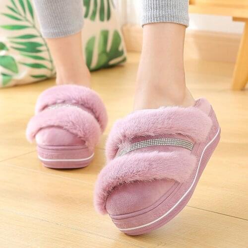 High-Heeled Cotton Slippers Women Tthick-Soled Cute Plush Slippers Winter Home Fashion Outer Wear Net Red Non-slip Home Slippers