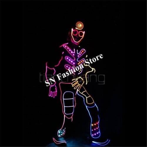 TC-149 Programmable ballroom dance led costumes full color robot suit dj party stage show wears clothe bar performance bussiness