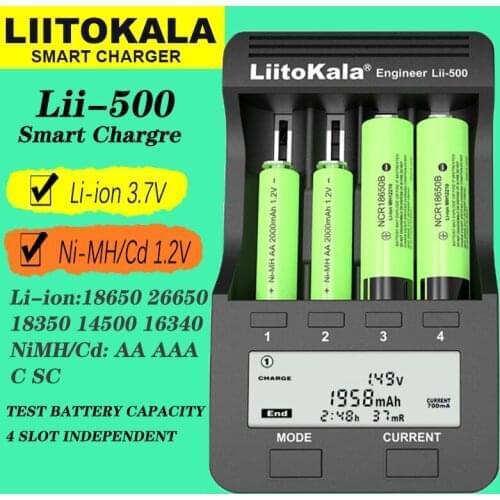 Liitokala Lii-500 Lii-500S 18650 battery charger 21700 26650 AA AAA for 18350 18500 16340 17500 25500 10440 lifepo4 pcb boards